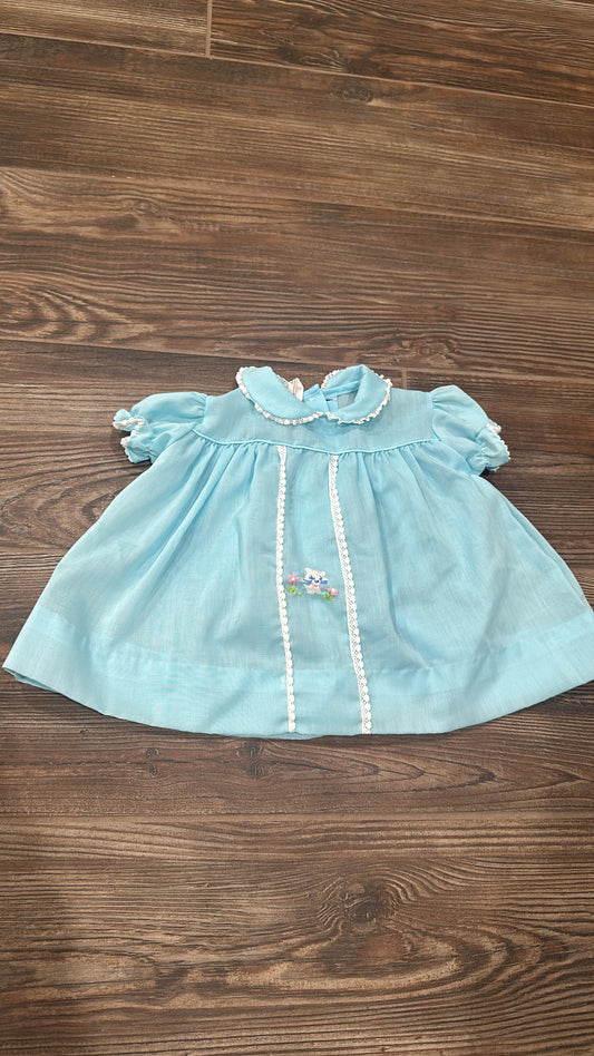 Girls Size 0-6m Toddletime Blue Vintage Dress - Play Condition