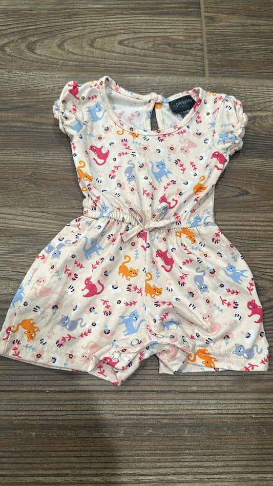 Girls Size 3-6m Picapino Cat Romper - Good Used Condition