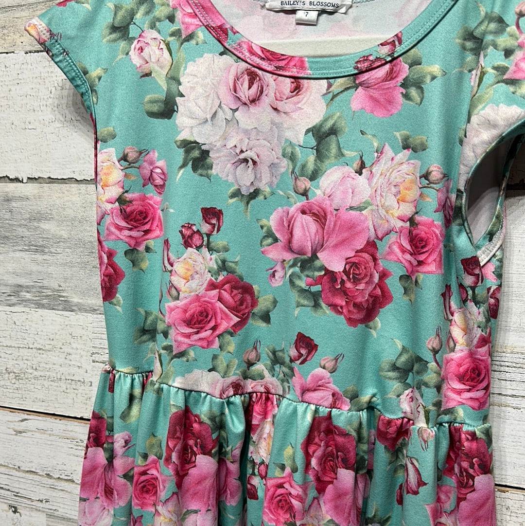 Girls Size 7 Bailey's Blossoms Floral Dress - Good Used Condition