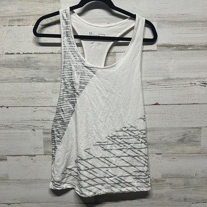 Women's Size XL Under Armour Loose Heat Gear White/Silver Tank Top - Good Used Condition