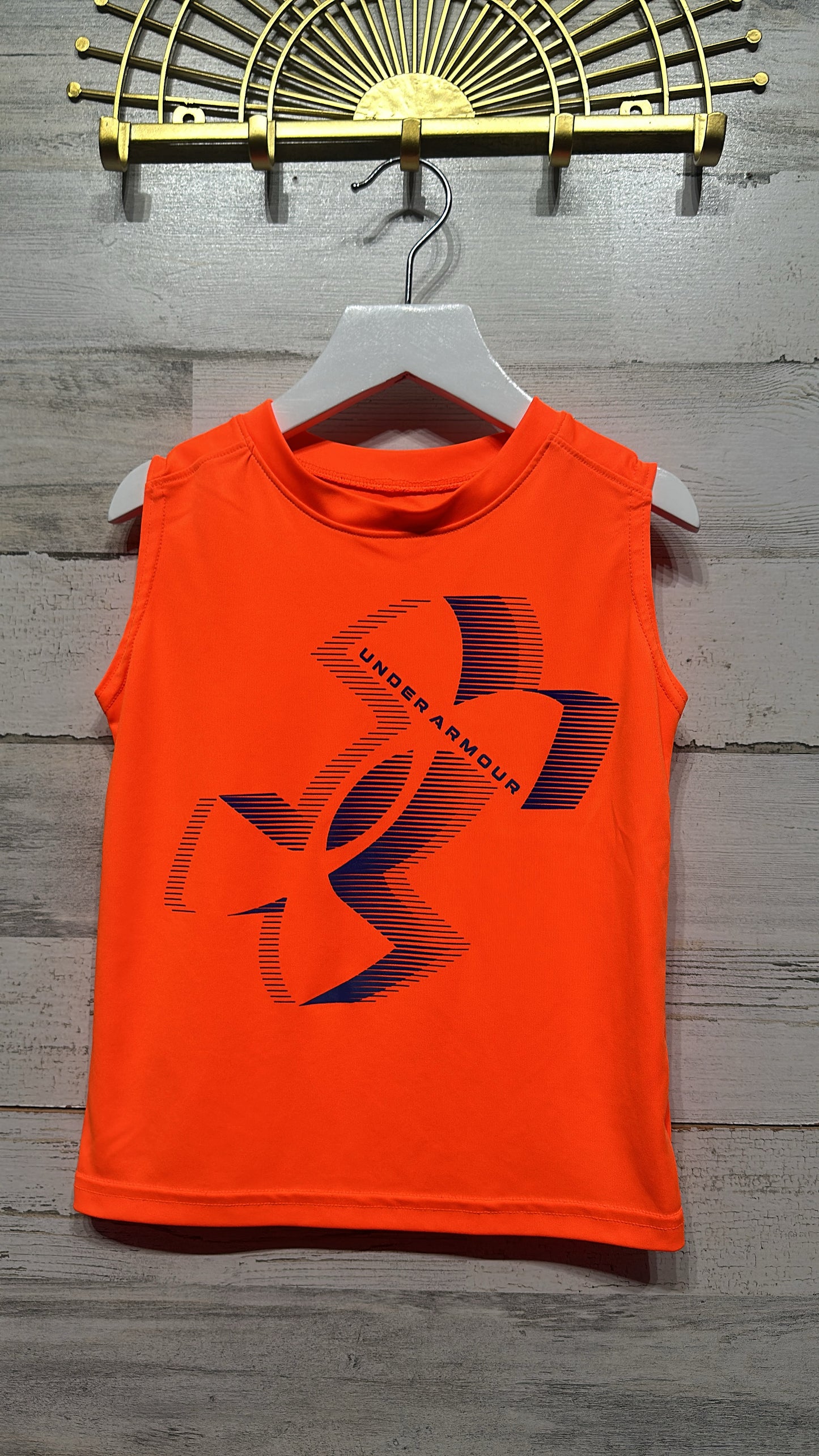 Boys Size 4 Under Armour Sleeveless Orange Shirt - Very Good Used Condition