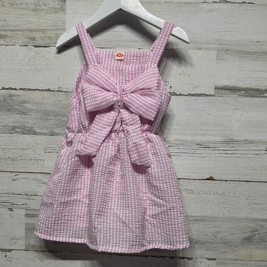 Girls Size 6-9m Pink Striped Seersucker Dress - New