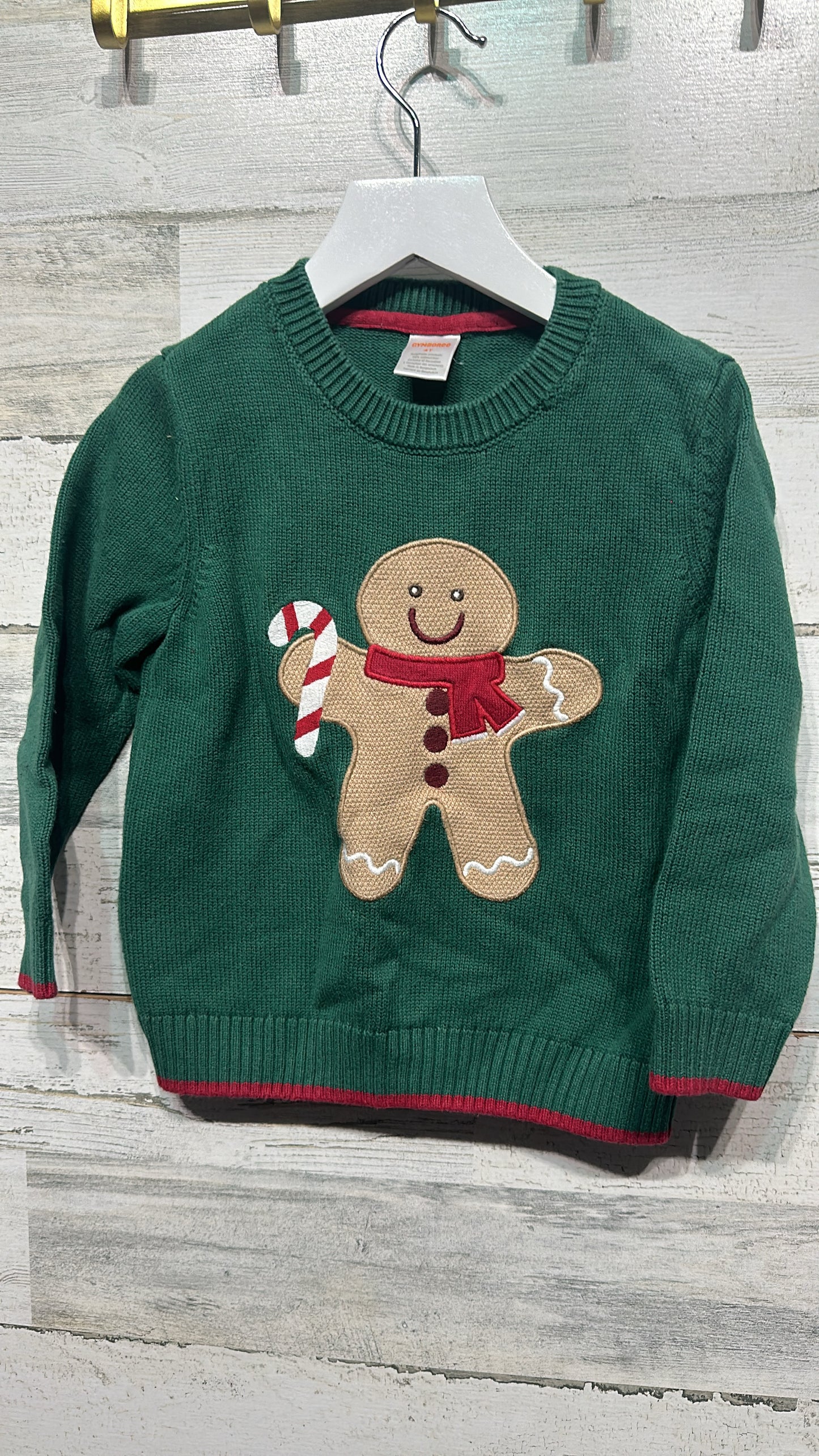 Boys Size 4t Gymboree Gingerbread Man Appliqué Sweater - Good Used Condition