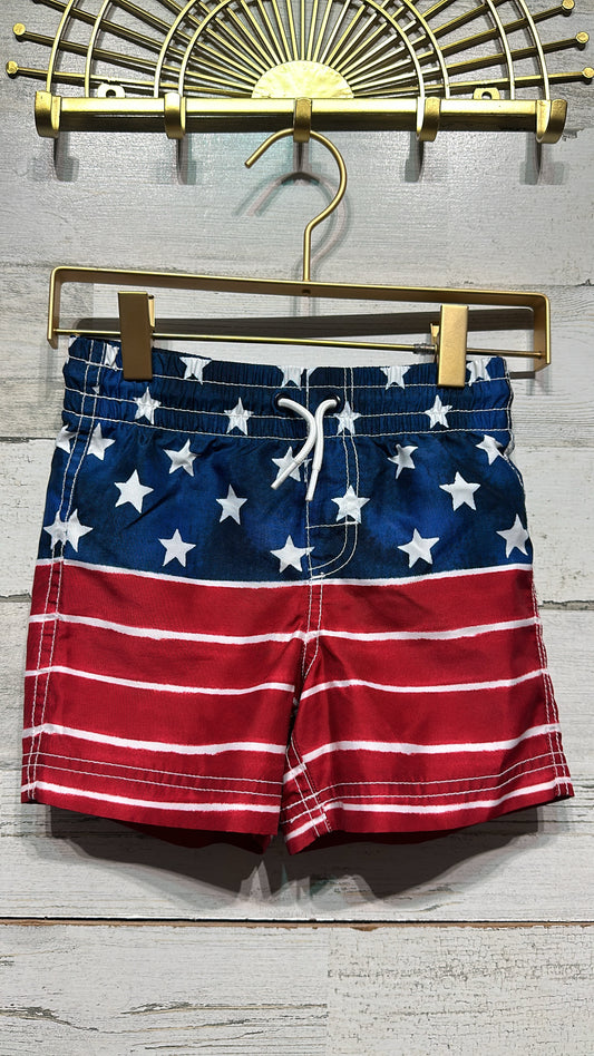 Boys Size 5 XS Old Navy Stars and Stripes Swim Trunks (shorter length) - Very Good Used Condition