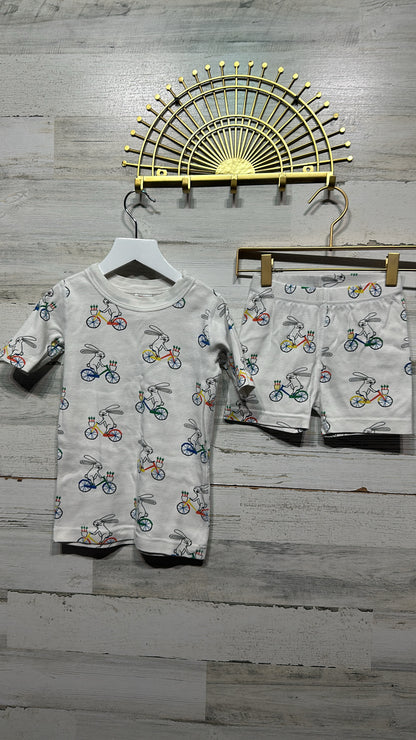 Boys Size 5 (110cm) Hanna Andersson Organic Cotton Bunny Shorts PJ Set - Play Condition**