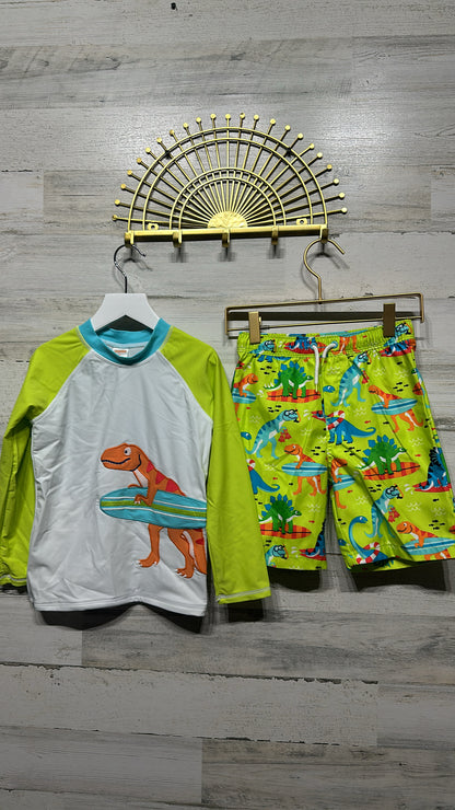 Boys Size 5t Gymboree Dino Rash Guard and Swim Trunks - Play Condition**