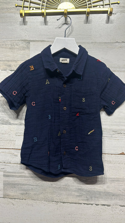 Boys Size 5Y Blue Rooster Alphabet Embroidery Jack Shirt - Very Good Used Condition