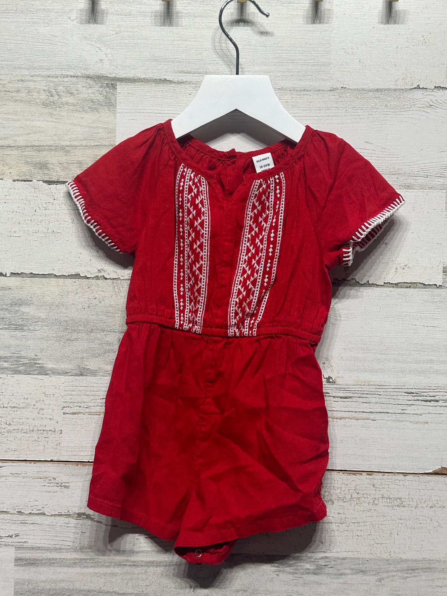 Girls Size 18-24m Old Navy Red Romper - Very Good Used Condition