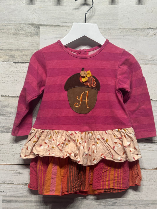 Girls Size 18m Ricrac & Ruffles "A" Acorn Appliqué Dress - Very Good Used Condition