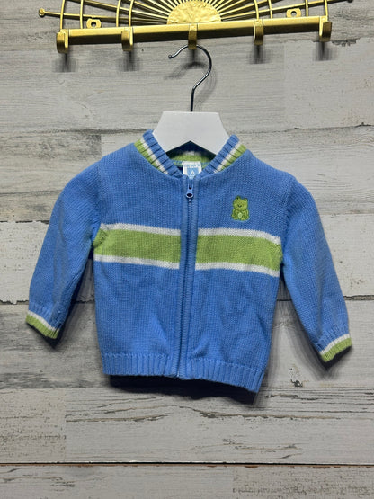 Boys Size 6m Carter's Embroidered Frog Knit Jacket - Very Good Used Condition