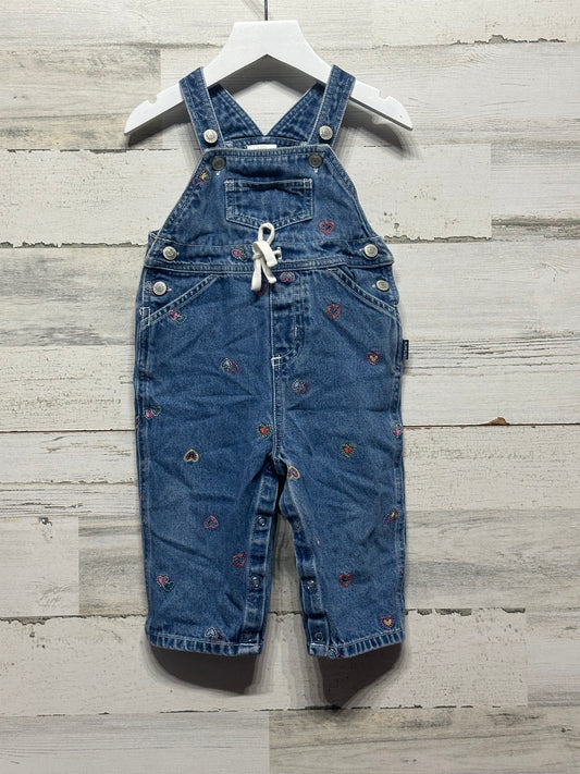 Girls Size 12-18m Carter's Kids Embroidered Heart Overalls - Good Used Condition