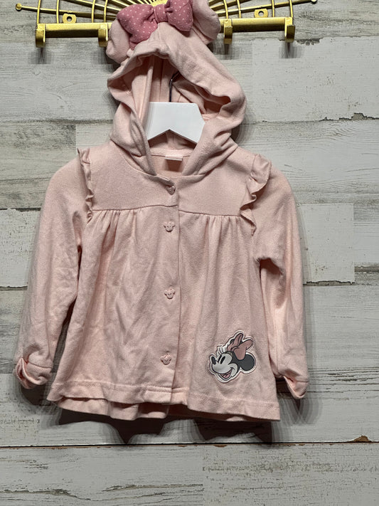 Girls Preowned Size 24m Disney Baby Soft Pink Hooded Lightweight Jacket - Good Used Condition