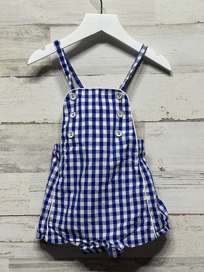 Boys Size 18m Busy Bees Blue Plaid Romper - Very Good Used Condition