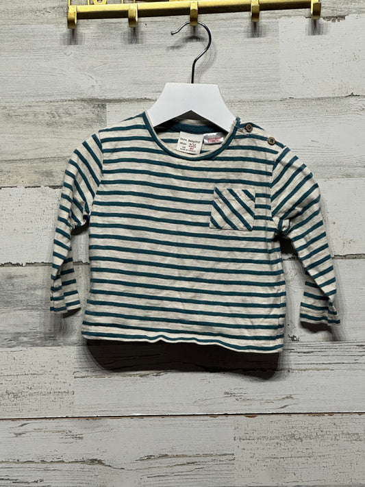 Boys Size 9/12m Zara Striped Shirt - Good Used Condition