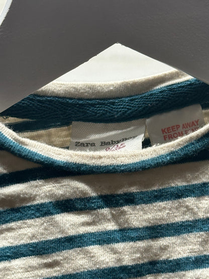 Boys Size 9/12m Zara Striped Shirt - Good Used Condition