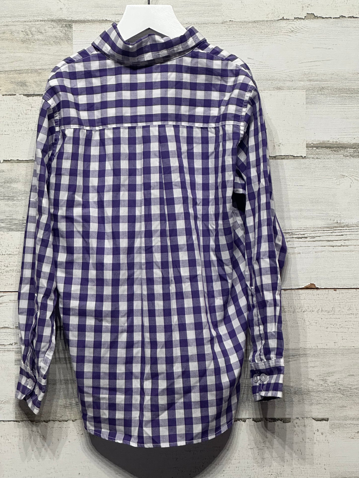 Boys Size 7 Viva La Fete Purple Plaid LSU Button Up - Very Good Used Condition