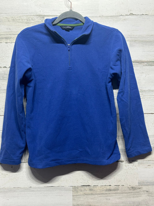 Boys Size Medium 10/12 Land's End Blue Fleece Quarter Zip Pullover  - Good Used Condition