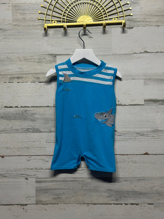 Boys Preowned Size 6-9m Shark Romper - Very Good Used Condition