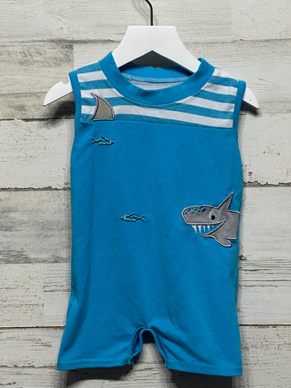 Boys Preowned Size 6-9m Shark Romper - Very Good Used Condition