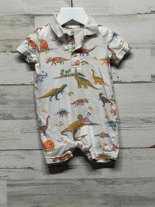 Boys Size 6-12m Baby Gap Dino Collared Romper - Good Used Condition