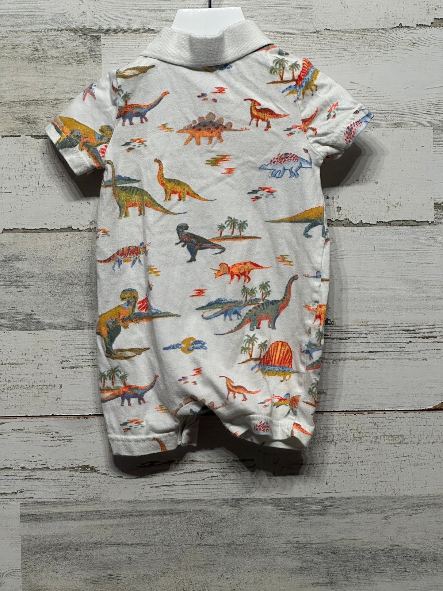 Boys Size 6-12m Baby Gap Dino Collared Romper - Good Used Condition