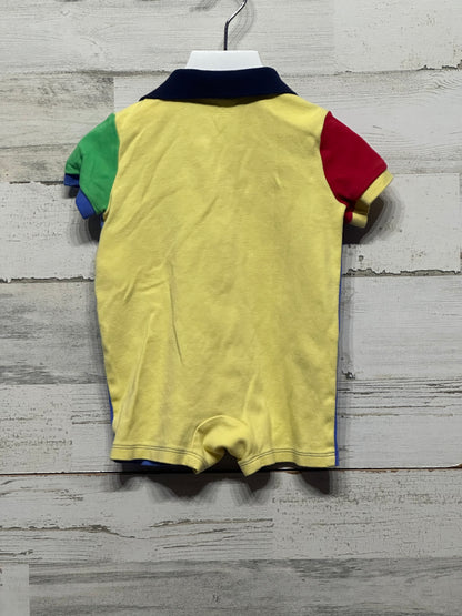 Boys Size 9m Ralph Lauren Colorblock Polo Romper - Good Used Condition