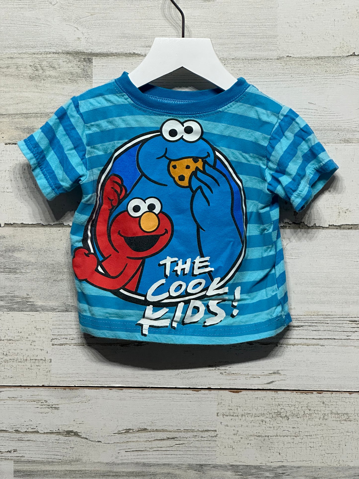 Boys Size 12m Sesame Street Cookie Monster and Elmo Shirt  - Good Used Condition