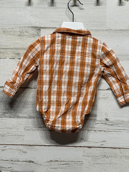 Boys Size 3-6m Tommy Bahama Plaid Button Up Onesie - Good Used Condition