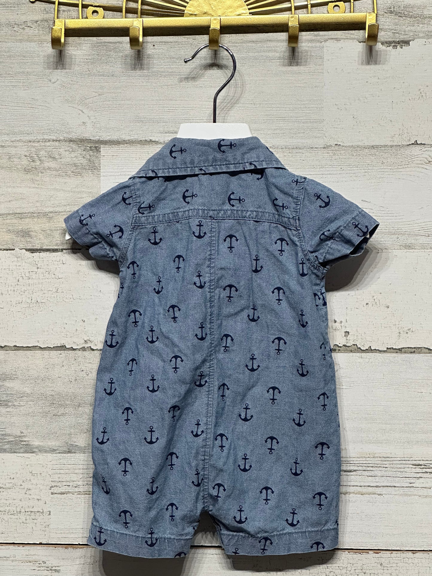 Boys Size 3m Carter's Anchor Collared Romper - Good Used Condition