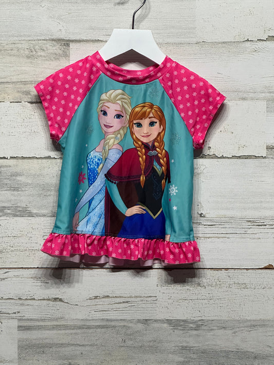 Girls Size 4t Disney Frozen Rash Guard - Good Used Condition