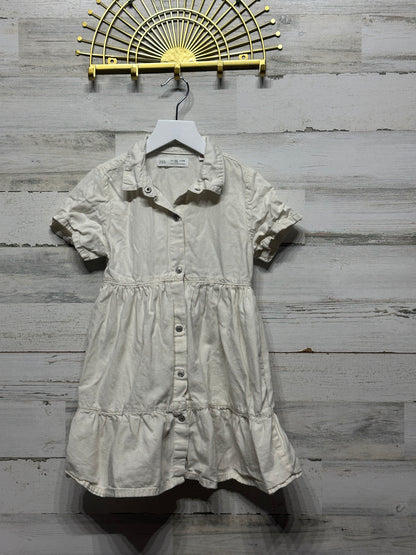 Girls Size 4/5 Zara Cream Button Up Dress - Play Condition