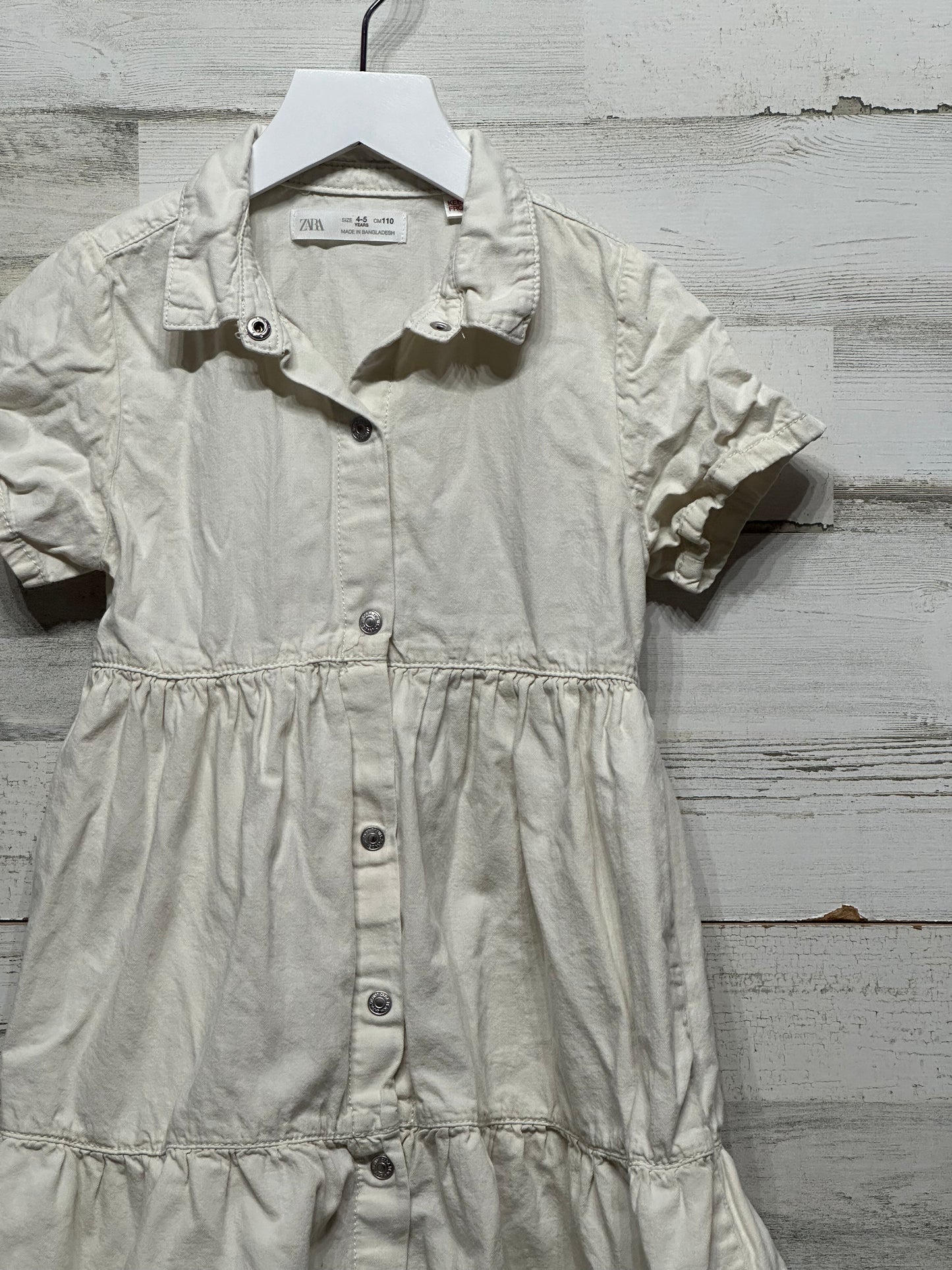 Girls Size 4/5 Zara Cream Button Up Dress - Play Condition