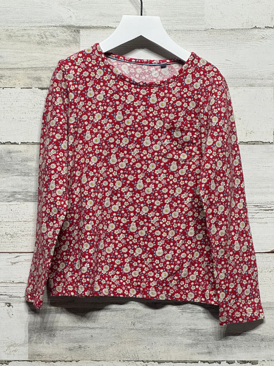 Girls Size 8/9 Mini Boden Red Floral Shirt - Good Used Condition