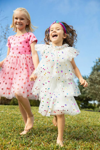 Girls Preowned Size 8 Lola + The Boys  Foil Polka Dot Dress - Good Used Condition