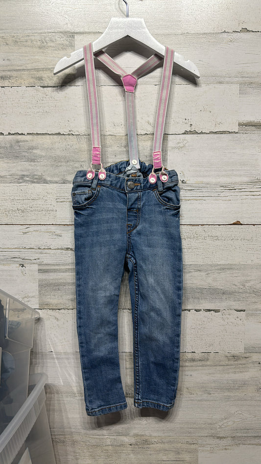 Girls Size 1.5-years (fits like 18/24m) H&M Jeans with removable suspenders - Play Condition