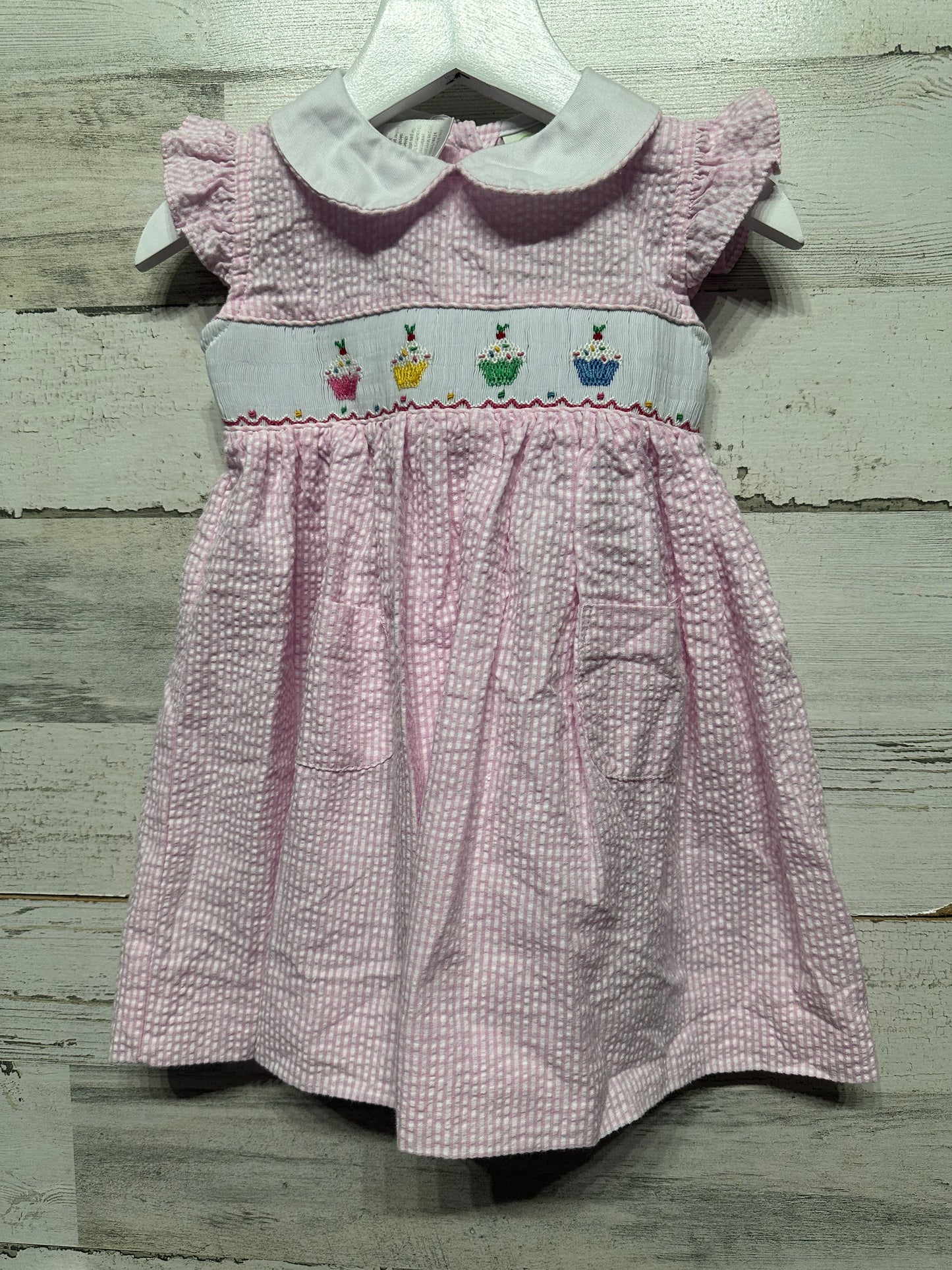 Girls Size 9m Be Mine Smocked Cupcake Dress - Very Good Used Condition