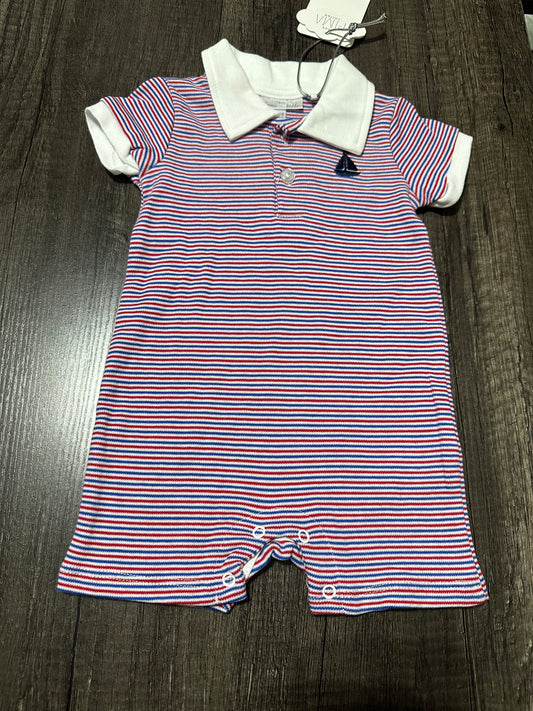 Tres Beau et Belle red and blue striped Pima Cotton Romper Size 3-6m - new with tags
