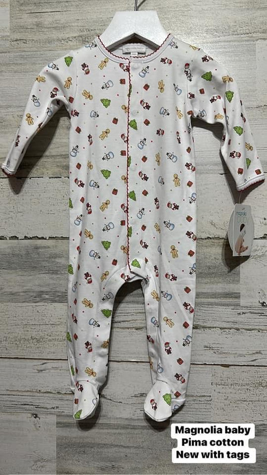 Size 3m Magnolia Baby Pima Cotton Holiday Footie - New With Tags